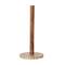 Hello Honey Acacia Wood Paper Towel Holder with Scalloped Travertine Base, Natural and Cream Color